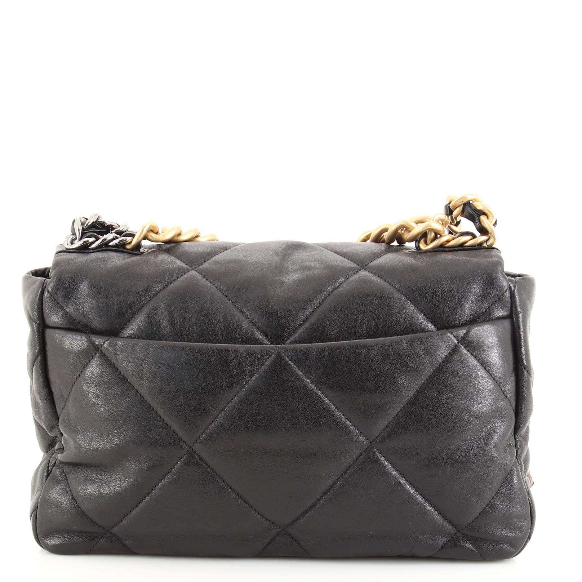 Women's or Men's Chanel 19 Flap Bag Quilted Goatskin Large