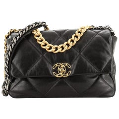 Chanel 19 Sac à rabat en peau de chèvre matelassée Large