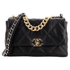  Chanel 19 Flap Bag Quilted Goatskin Large