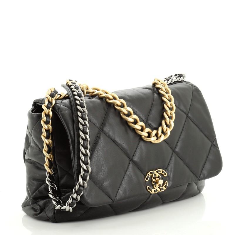 chanel goatskin quilted maxi 19 flap black