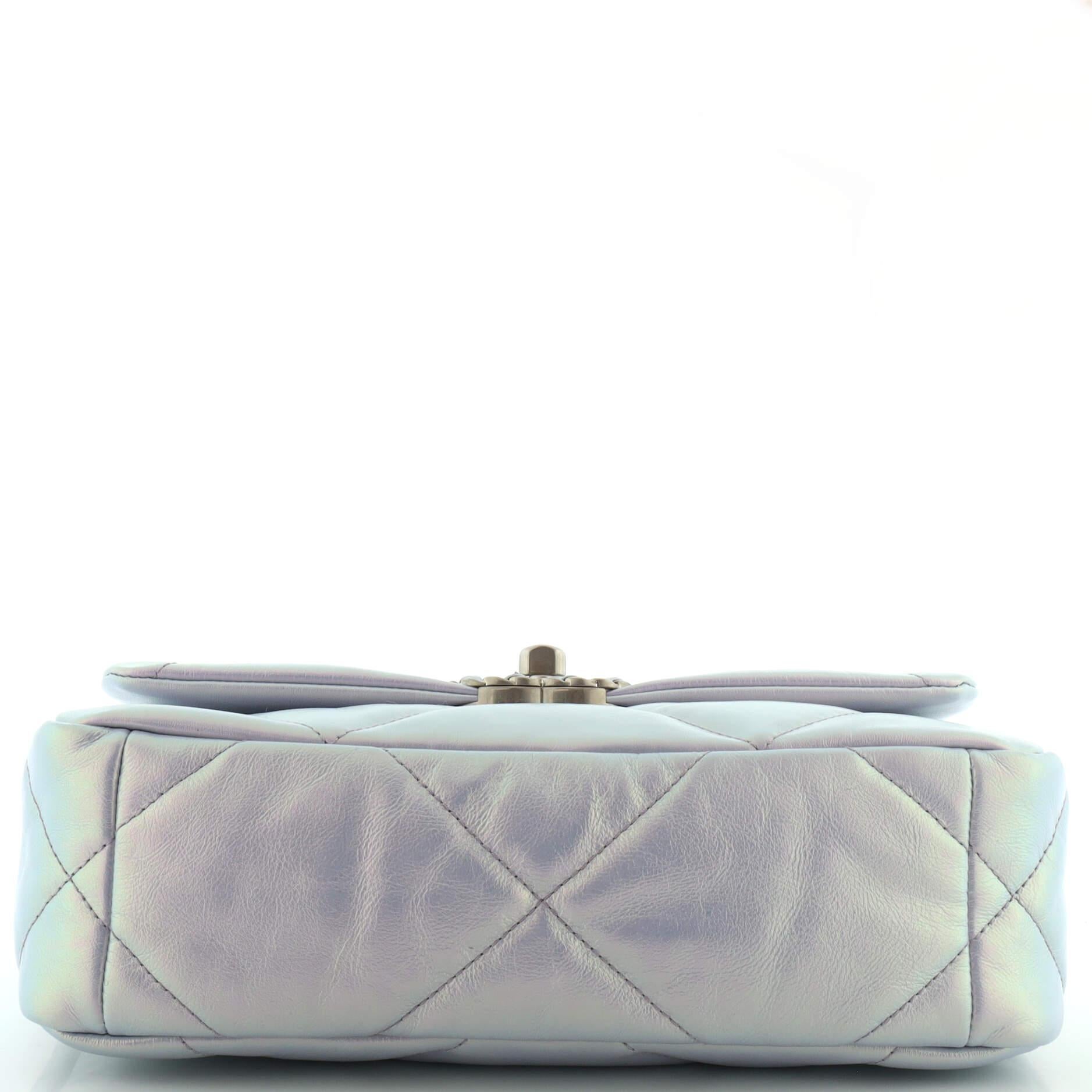Women's or Men's Chanel 19 Flap Bag Quilted Iridescent Calfskin Medium