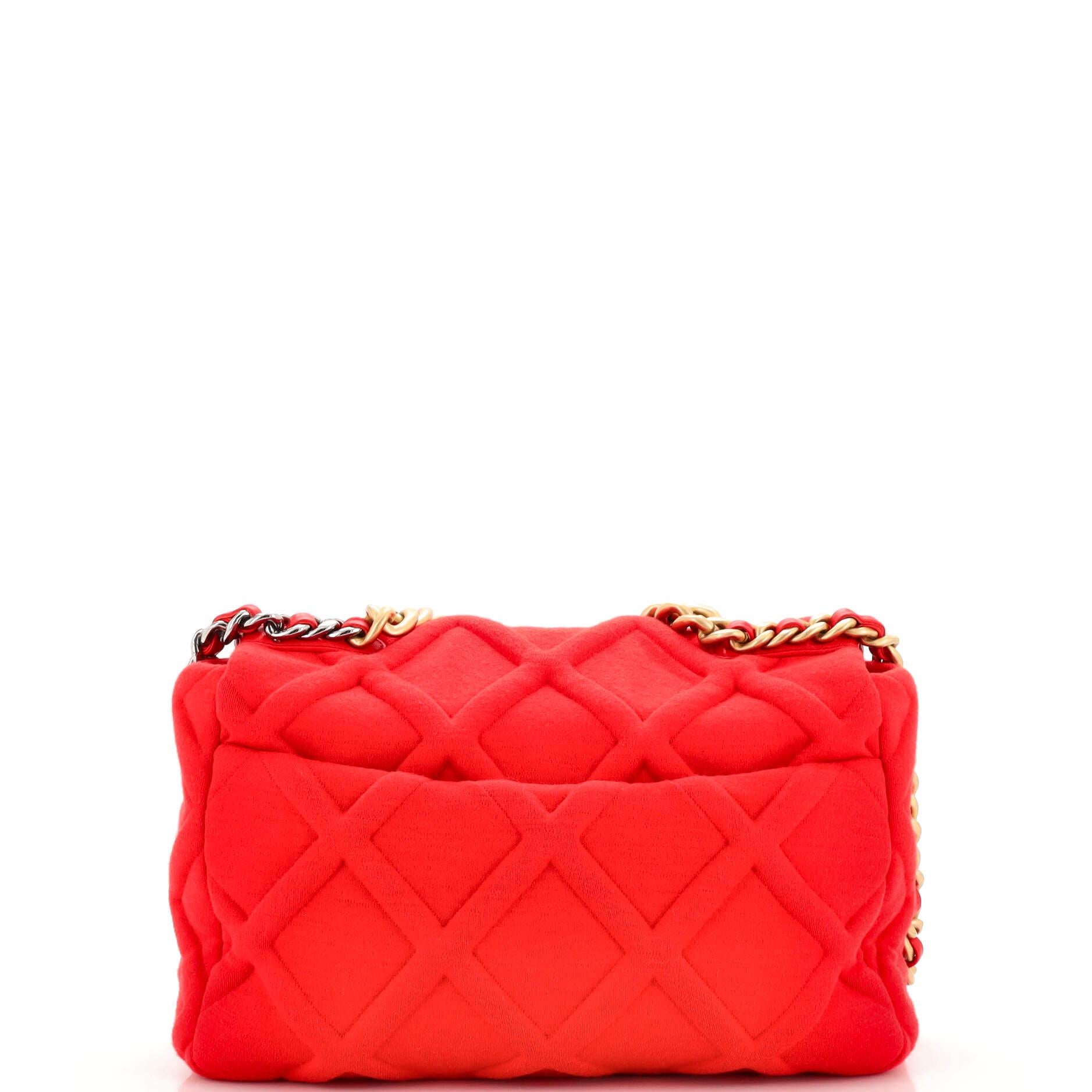 Women's Chanel 19 Flap Bag Quilted Jersey Large For Sale