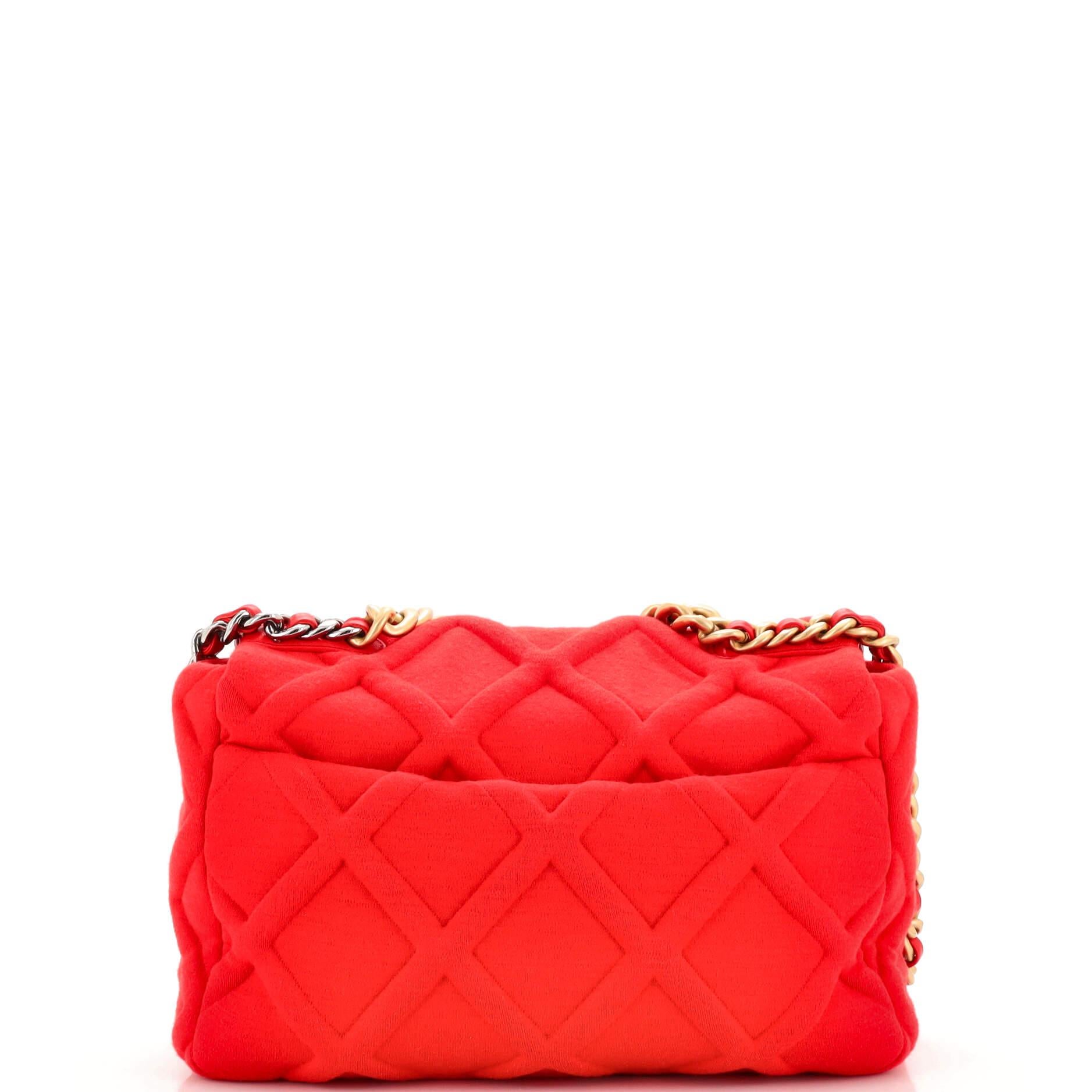 Women's Chanel 19 Flap Bag Quilted Jersey Large For Sale