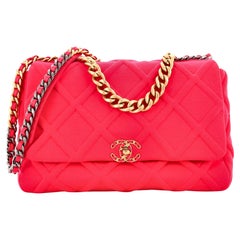 Chanel Vintage CC Chain Flap Bag Quilted Jersey with Lambskin