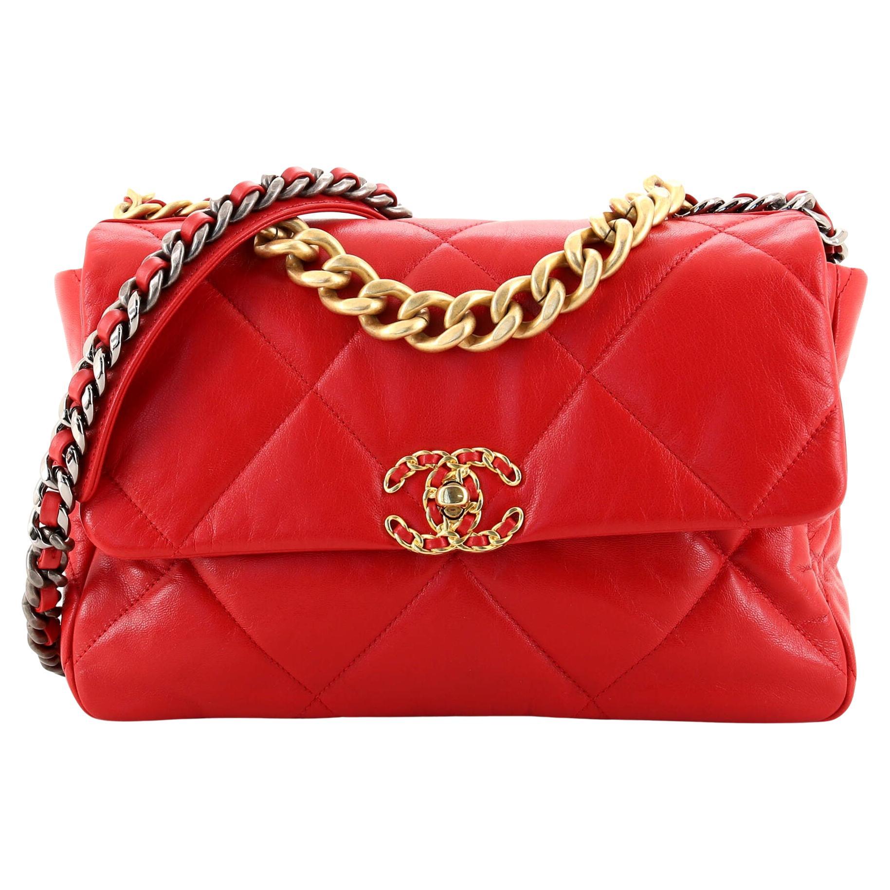 2019 Chanel 19 Red Shoulder Bag Big Size For Sale at 1stDibs