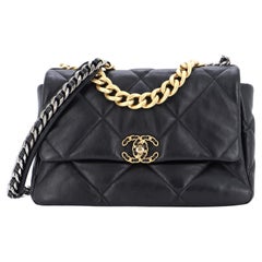Chanel 19 Shopping Bag Quilted Leather East West For Sale at 1stDibs