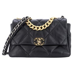 CHANEL #MCA190-35409 Black Patent Leather Demi Ronde 19 Pouch