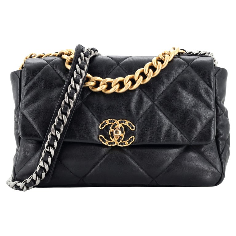 Chanel 19 Flap Bag Quilted Goatskin Large at 1stDibs