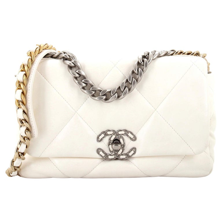Chanel 19 Flap Bag White - 14 For Sale on 1stDibs