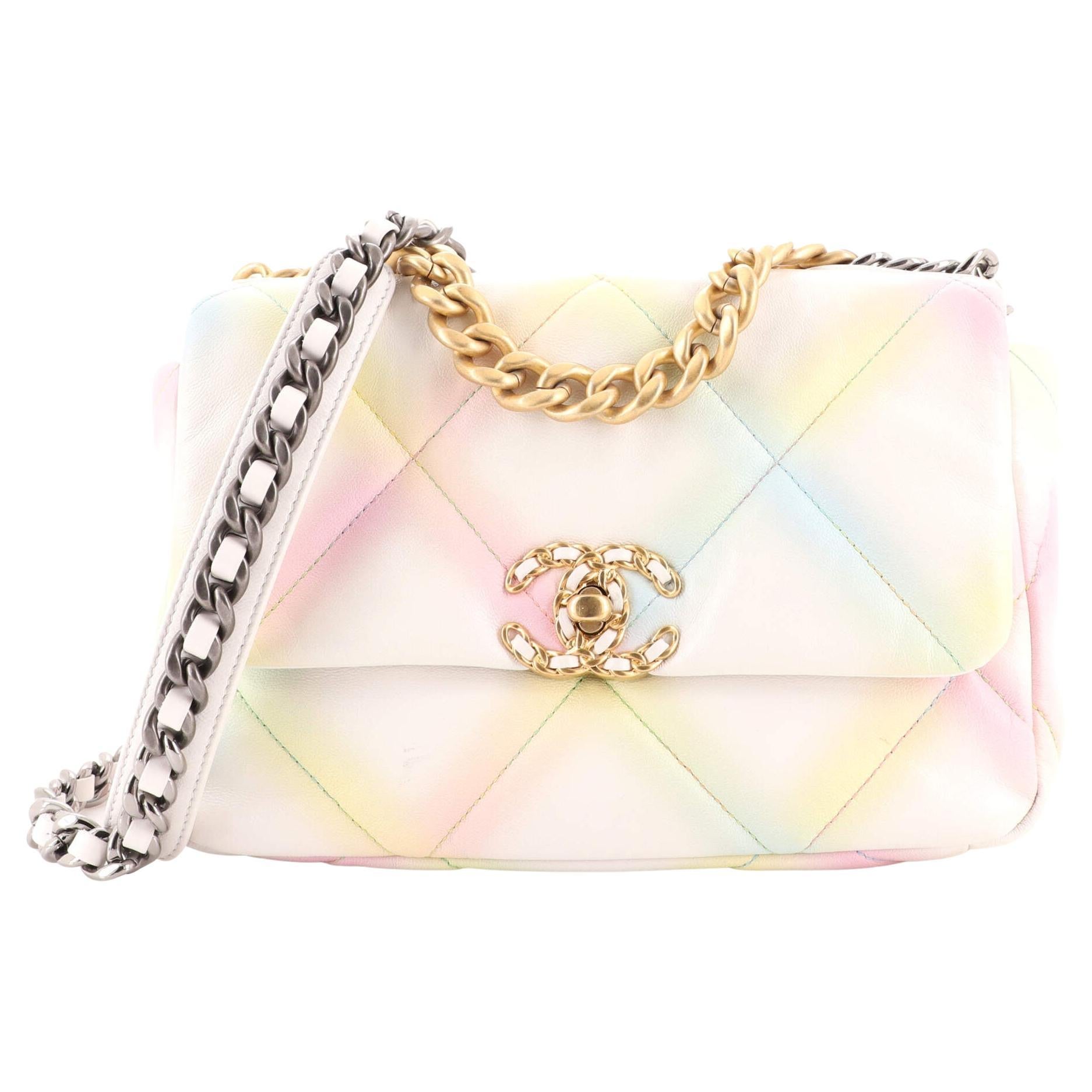 Chanel 19 Flap Bag Quilted Multicolor Leather Medium at 1stDibs