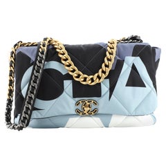 Chanel 19 Flap Bag Quilted Printed Silk Maxi