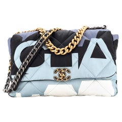 Chanel 19 Flap Bag Quilted Printed Silk Maxi