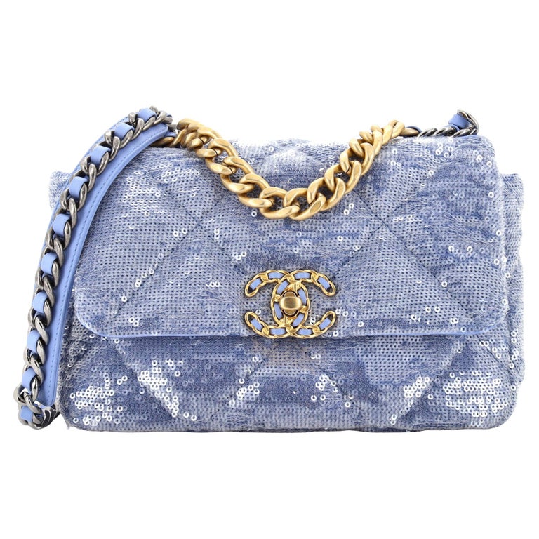 Chanel 19 Flap Bag Quilted Sequins Medium at 1stDibs