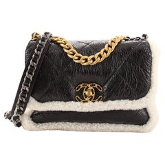 Chanel 19 Flap Bag Quilted Shiny Crumpled Calfskin and Shearling