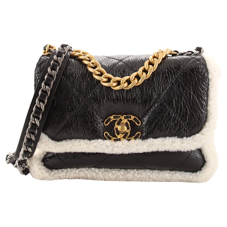 LE 5 À 7 MINI BAG 19 IN CREAM SHEARLING AND BROWN CALFSKIN TRIM