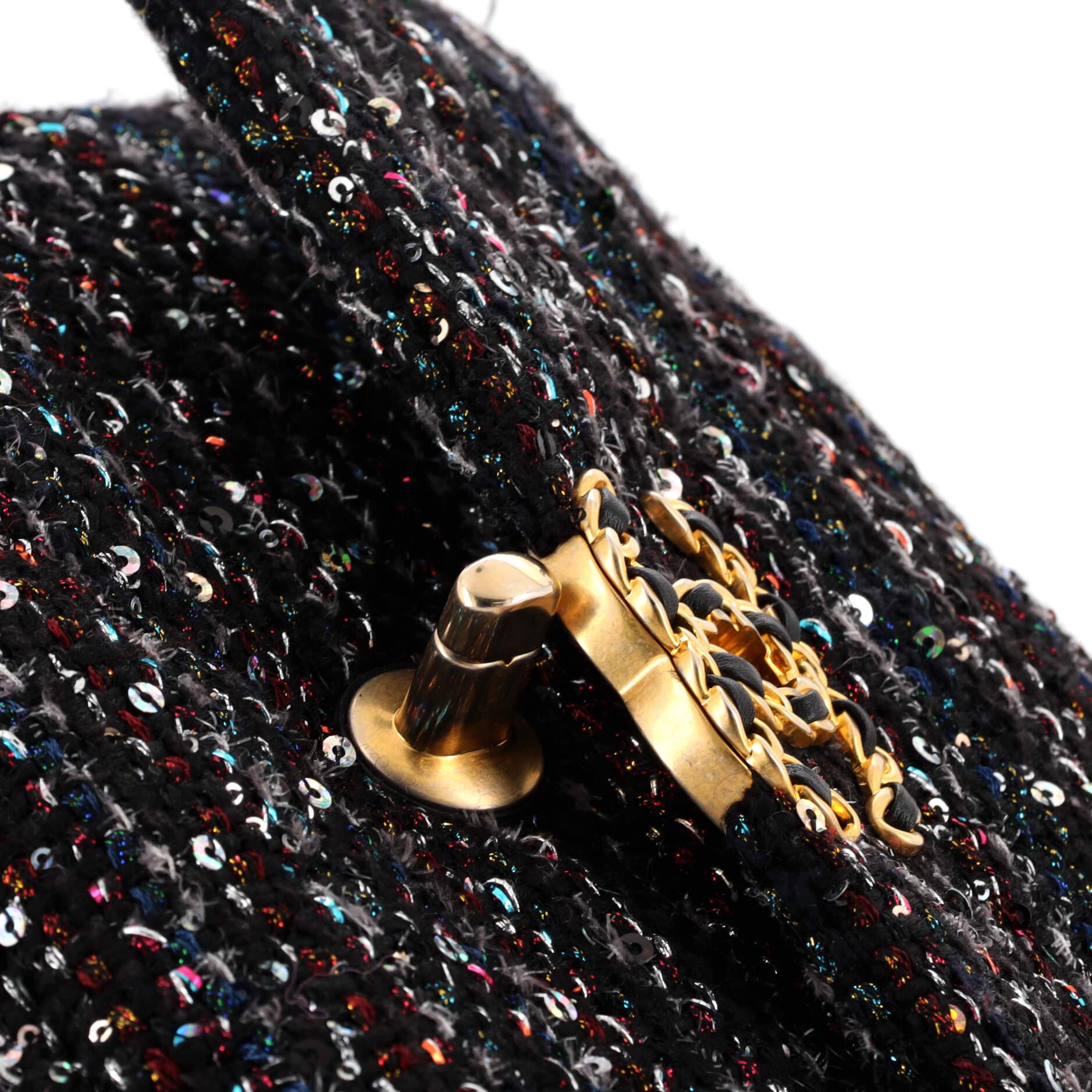 Chanel 19 Flap Bag Quilted Tweed and Sequins Medium 2