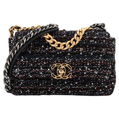 Chanel 19 Flap Bag Quilted Tweed and Sequins Medium