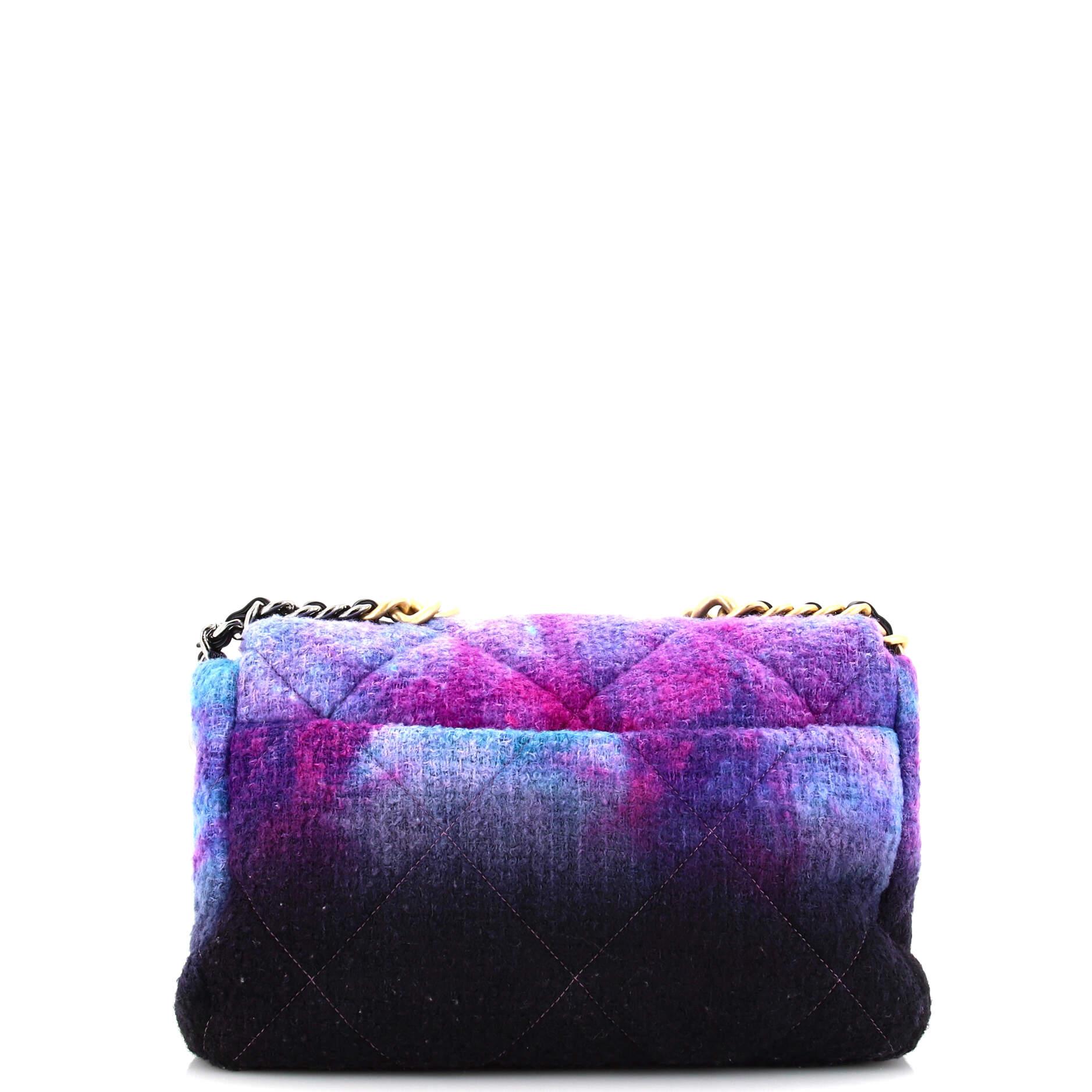 Women's or Men's Chanel 19 Flap Bag Quilted Tweed Large