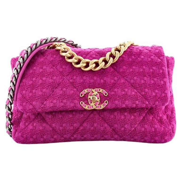 Chanel 19 Flap Bag Quilted Tweed Large at 1stDibs