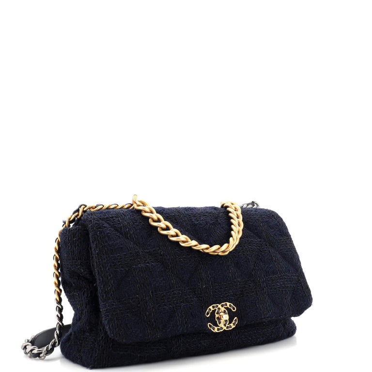 Chanel 19 Flap Bag Quilted Tweed Maxi For Sale at 1stDibs