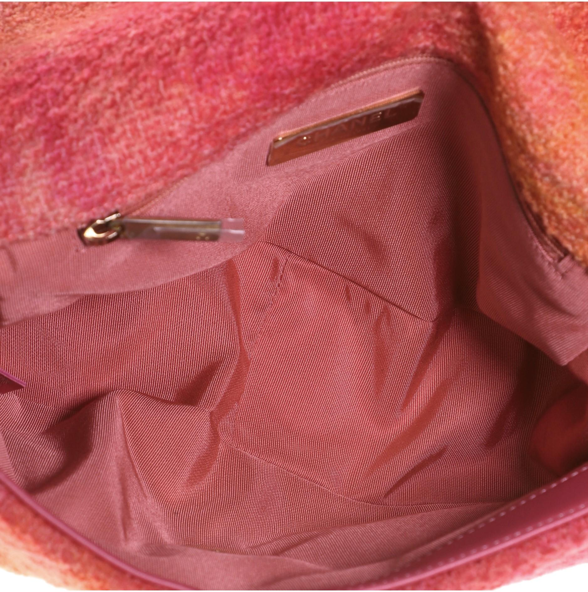 Pink Chanel 19 Flap Bag Quilted Tweed Medium