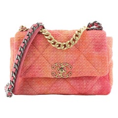Chanel 2020 Limited Edition Pink Tweed Furry Flap Bag