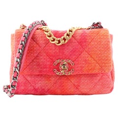 Chanel 19 Flap Bag Quilted Houndstooth Tweed and Ribbon Large at 1stDibs