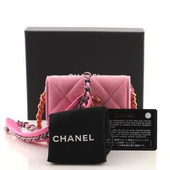 Chanel 19 Flap Coin Purse With Chain Quilted Denim