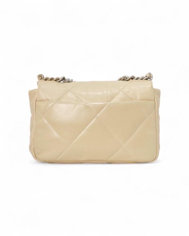 Chanel 19 Flap Small Borsa a Tracolla Trapuntata Pelle Beige For Sale 3