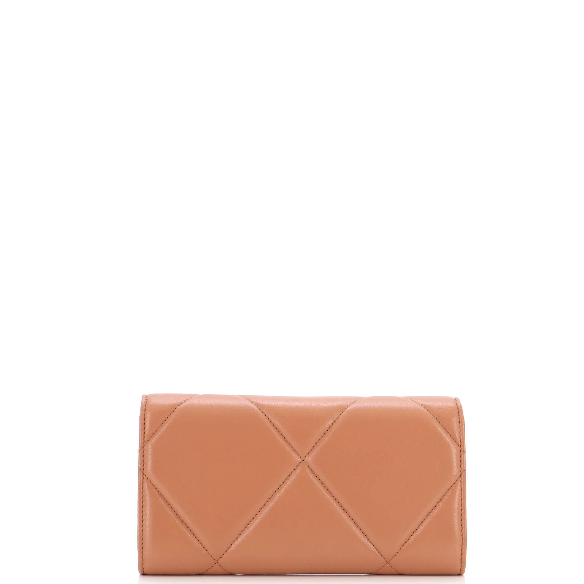 Women's Chanel 19 Flap Wallet Quilted Lambskin Long