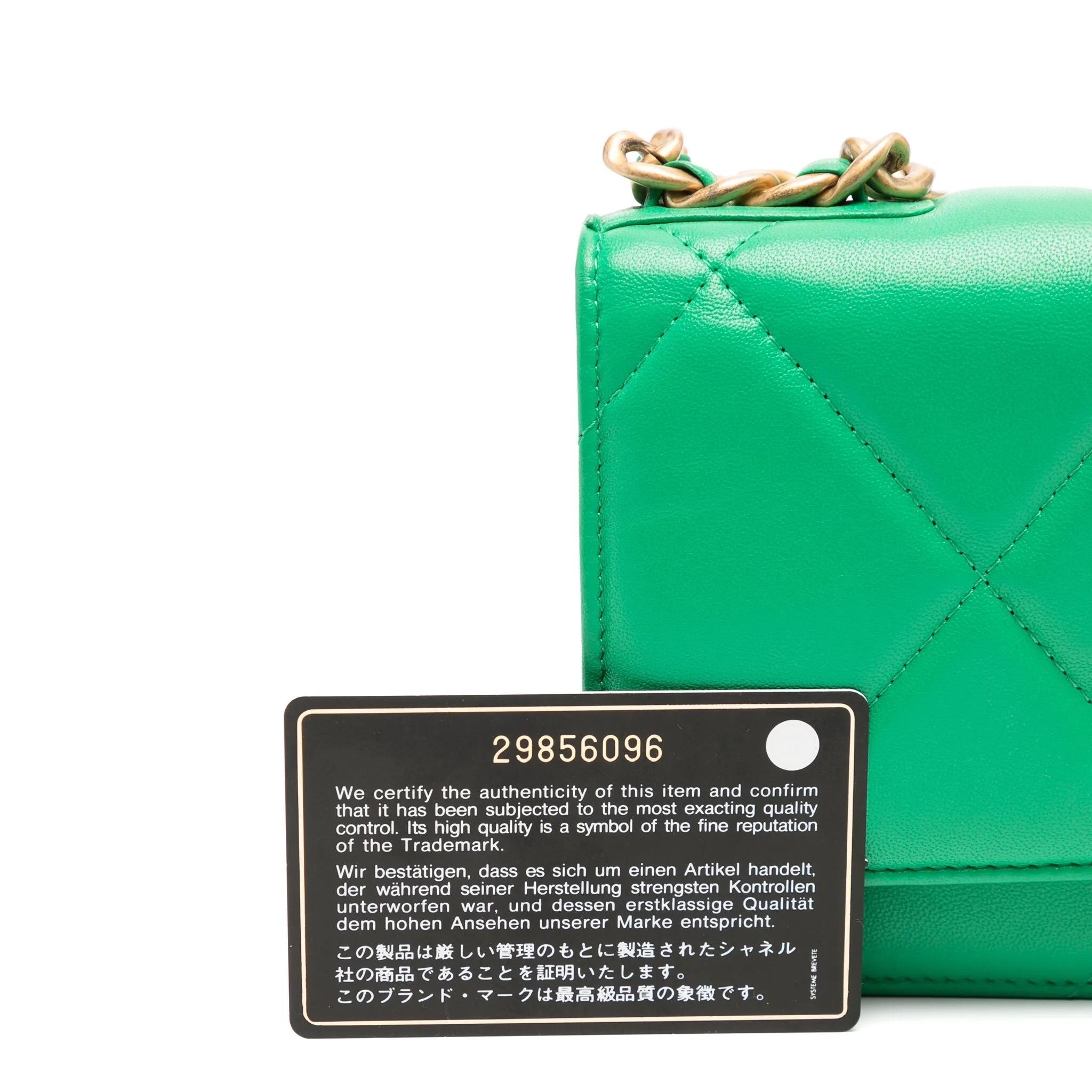 Women's or Men's Chanel 19 Green Wallet On Chain