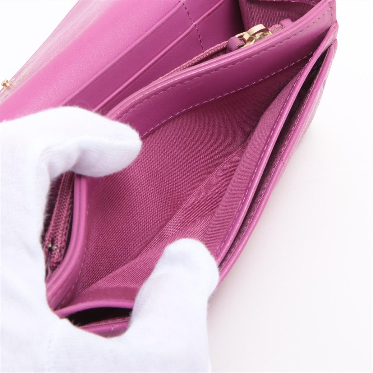 Chanel 19 Lambskin Compact Medium Wallet Purple 2