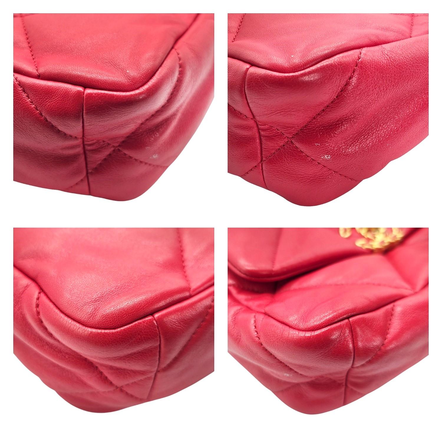 Chanel 19 Lambskin Quilted Medium Flap Bag Red For Sale 6