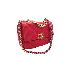 Chanel 19 Lambskin Quilted Medium Flap Bag Red