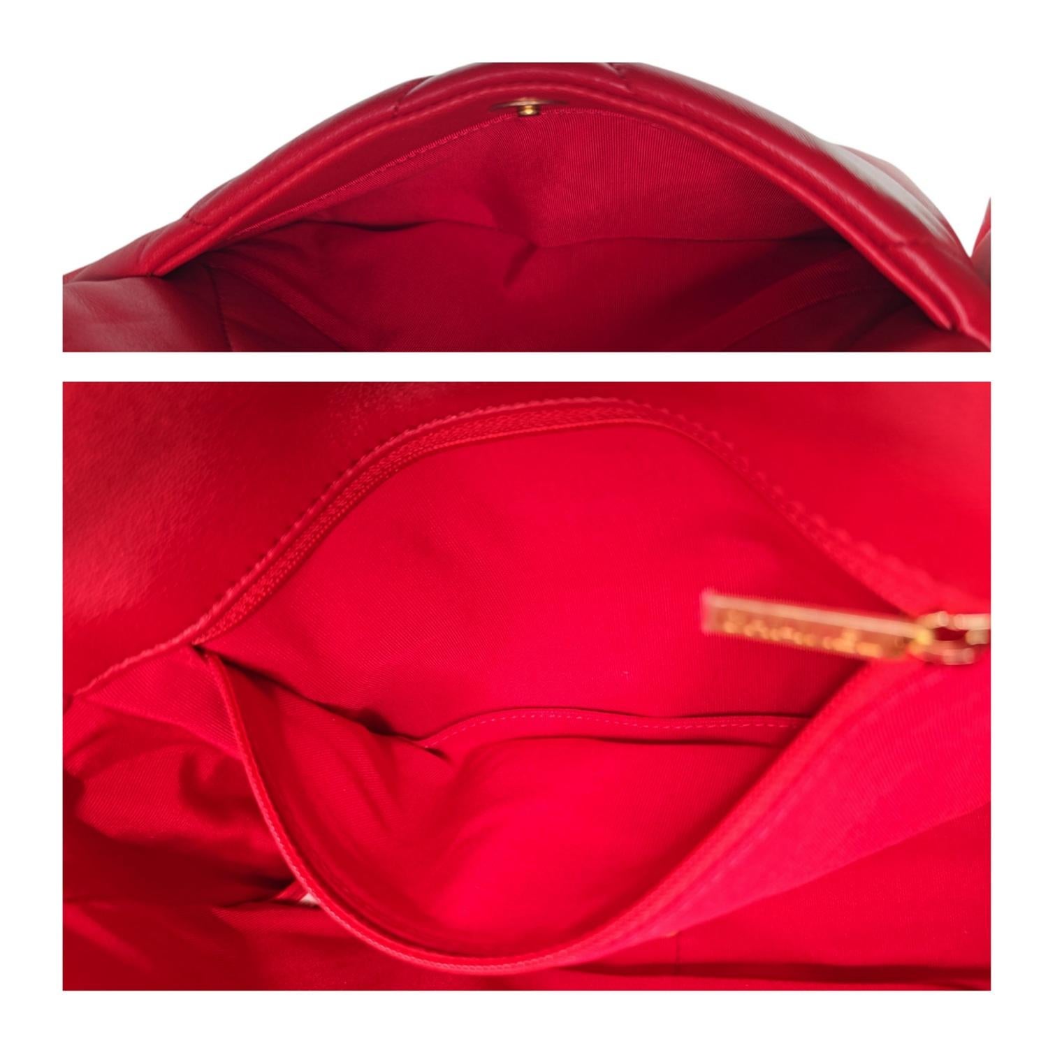 Chanel 19 Lambskin Quilted Medium Flap Bag Red For Sale 3