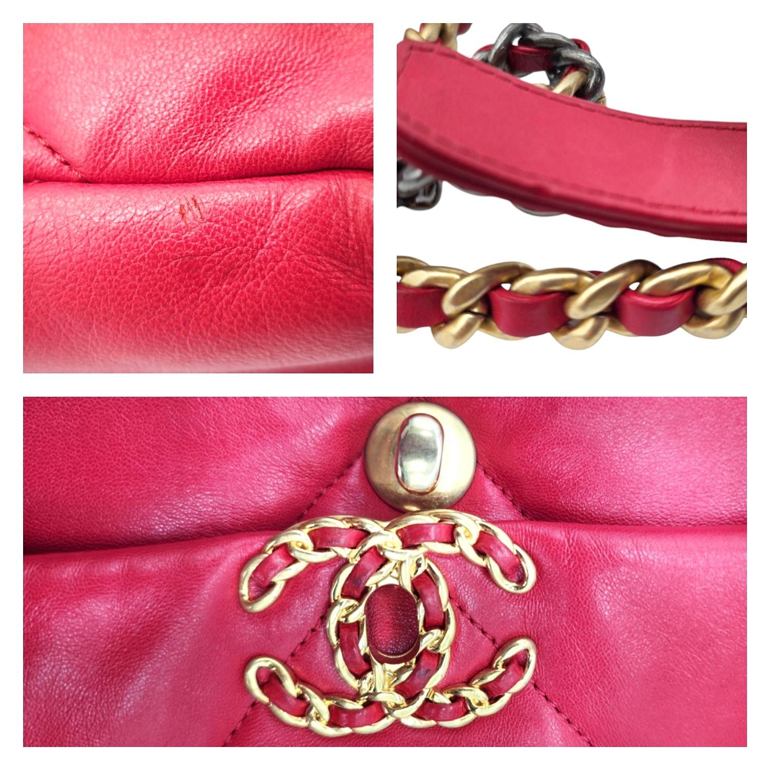 Chanel 19 Lambskin Quilted Medium Flap Bag Red For Sale 5