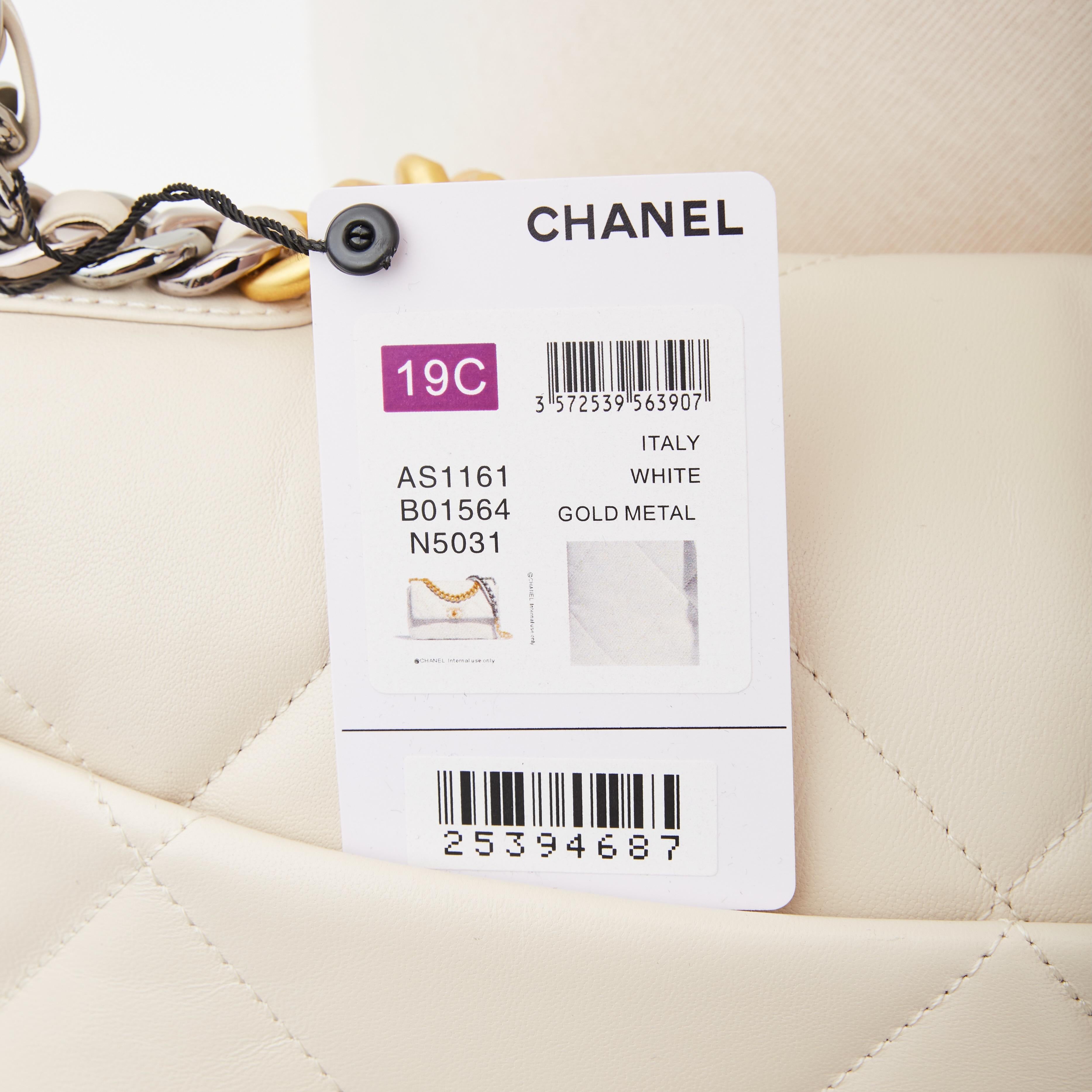 Chanel 19 Large Flap Quilted Leather Shoulder Bag White (2019) 1