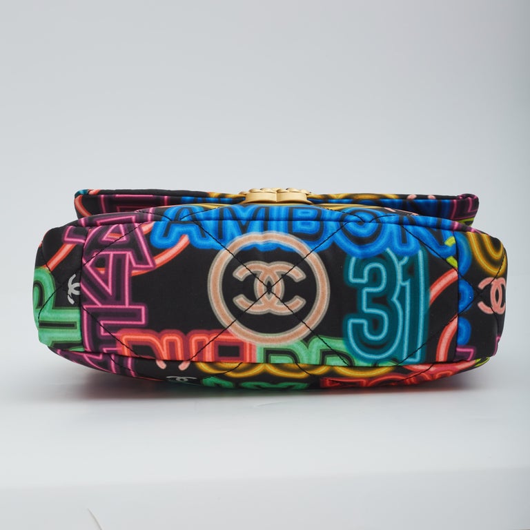 Chanel 19 Neon Logos Canvas Medium Flap Bag 2021 at 1stDibs | 31066819