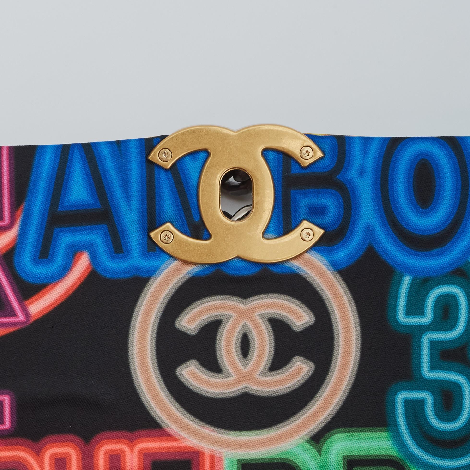 Chanel 19 Neon Logos Canvas Medium Flap Bag 2021 1