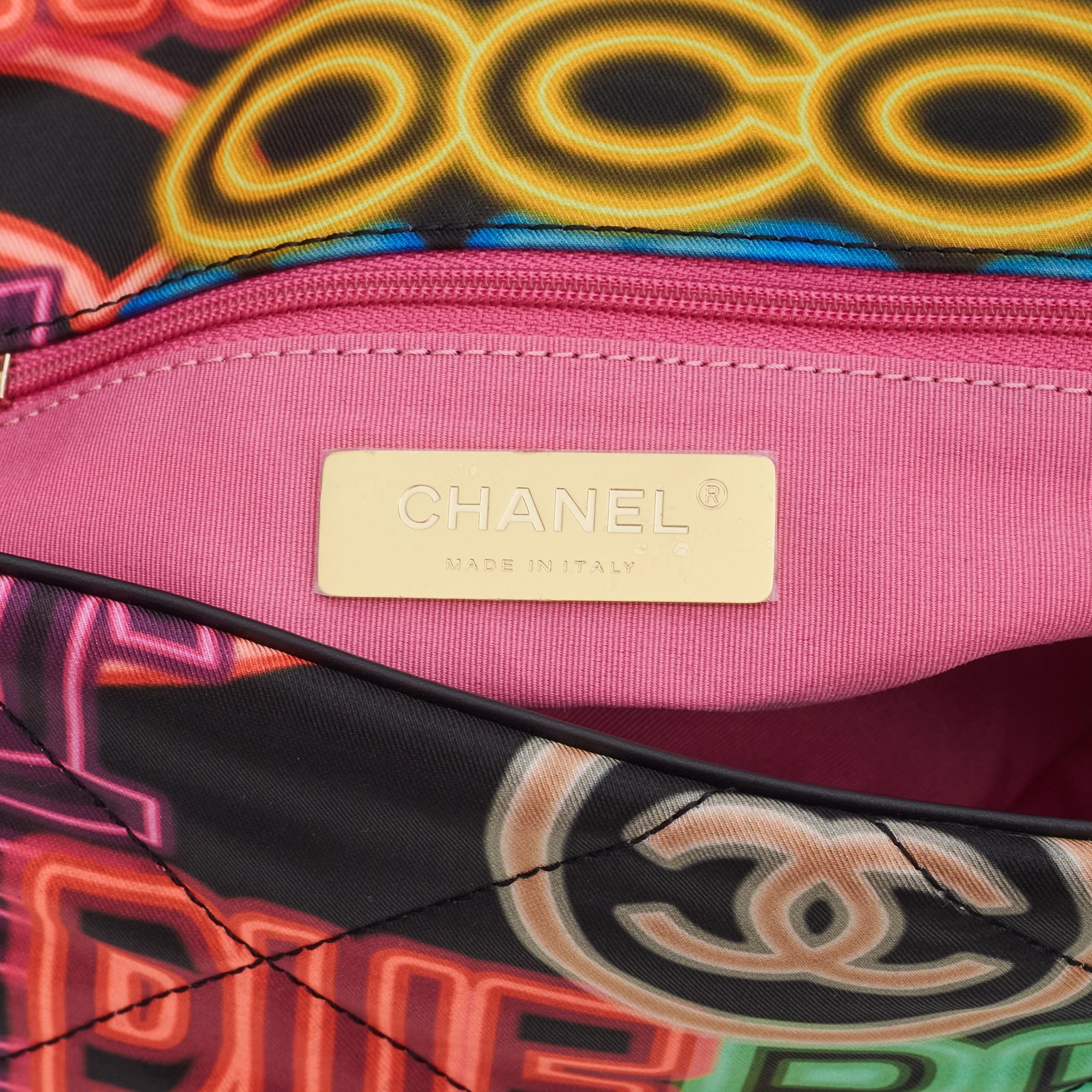 Chanel 19 Neon Logos Canvas Medium Flap Bag 2021 3