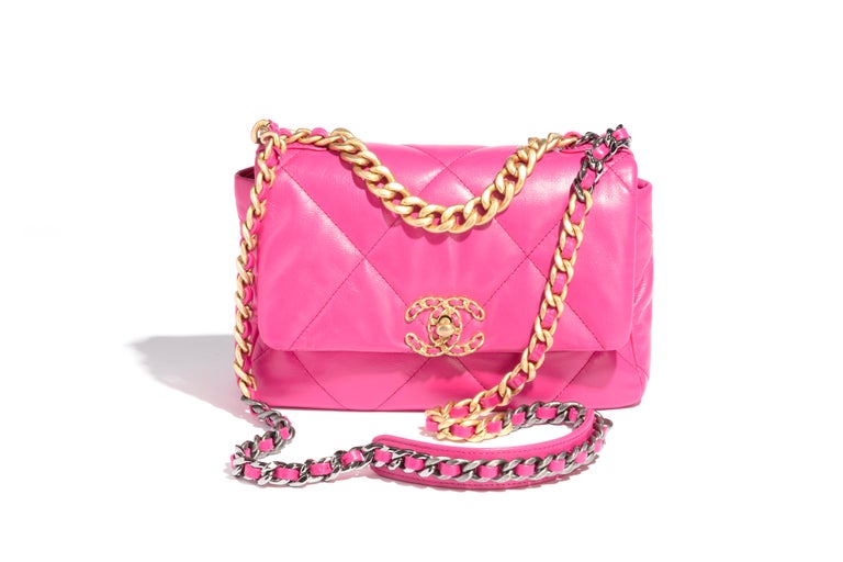hot pink chanel handbag black