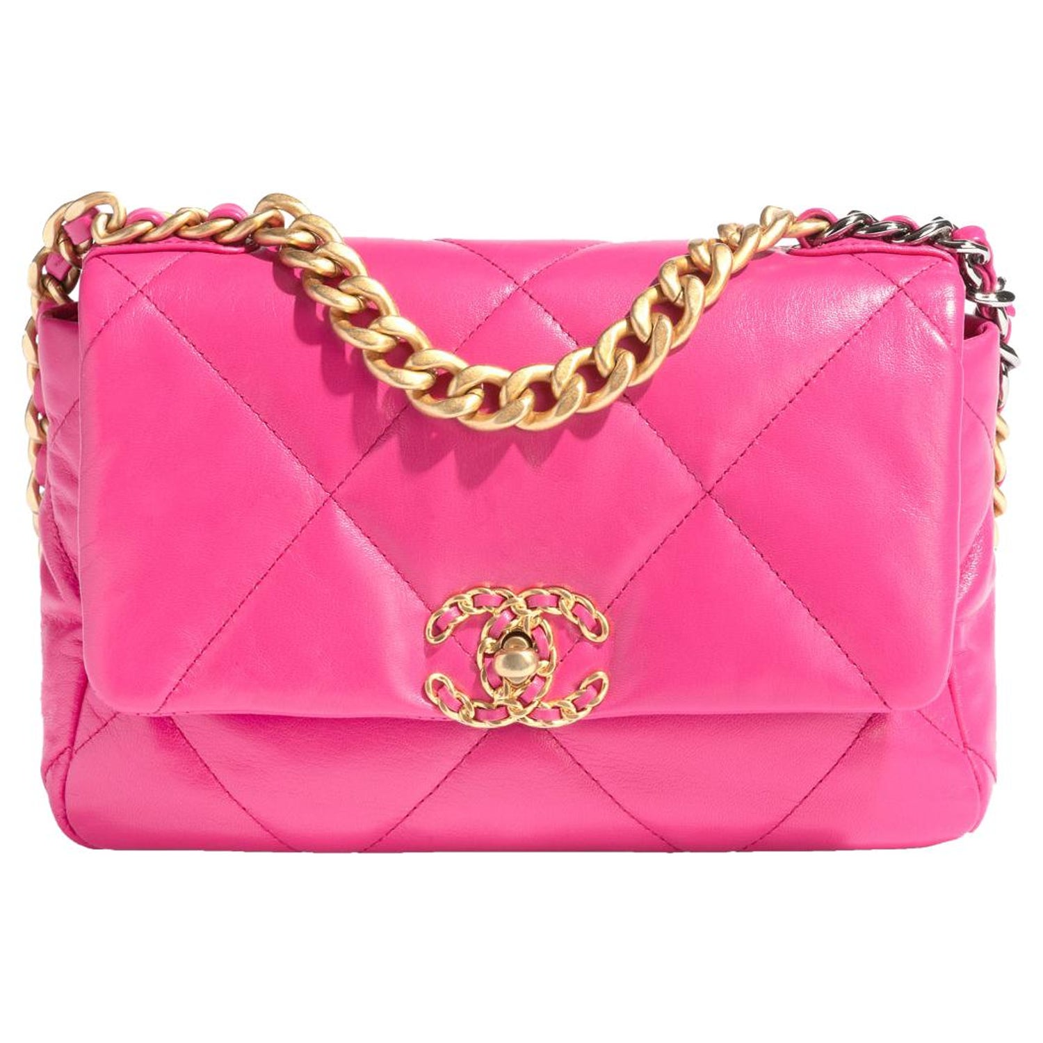 Chanel 19 Neon Pink Handbag at 1stDibs | pink chanel bag, chanel pink bag, chanel  pink purse