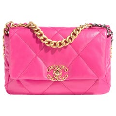 Chanel 19 Medium (Small), 21S Neon Hot Pink, Preowned in Dustbag GA001