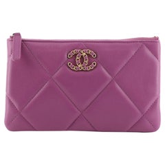 Chanel 19 O Case Pouch Quilted Goatskin Small