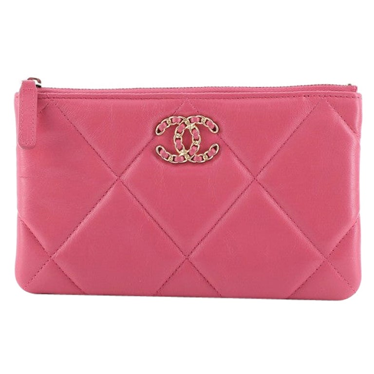 Chanel 19 O Case Pouch Quilted Goatskin Small