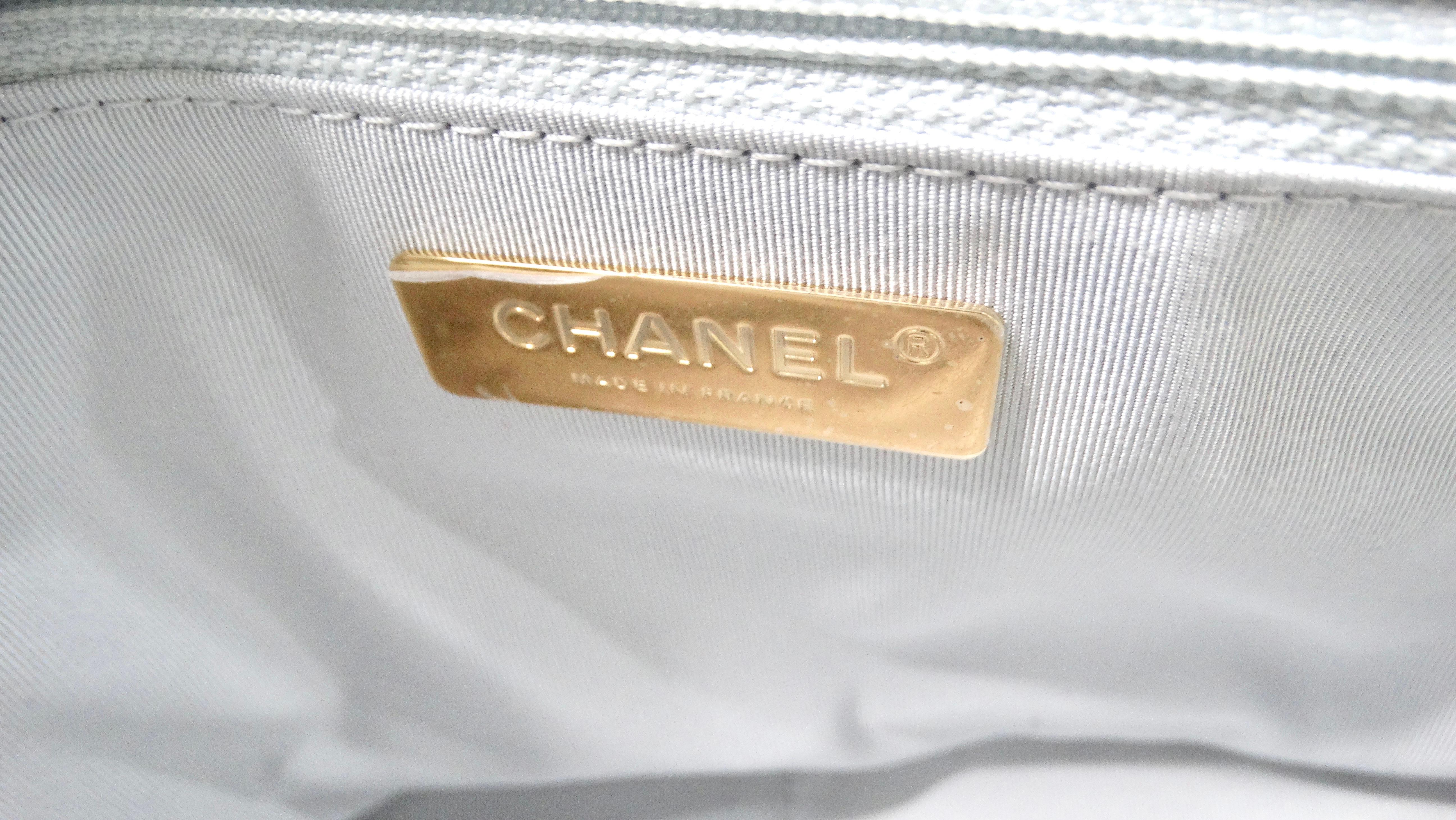 Chanel 19 Pearly White Iridescent Calfskin Flap Bag For Sale 7