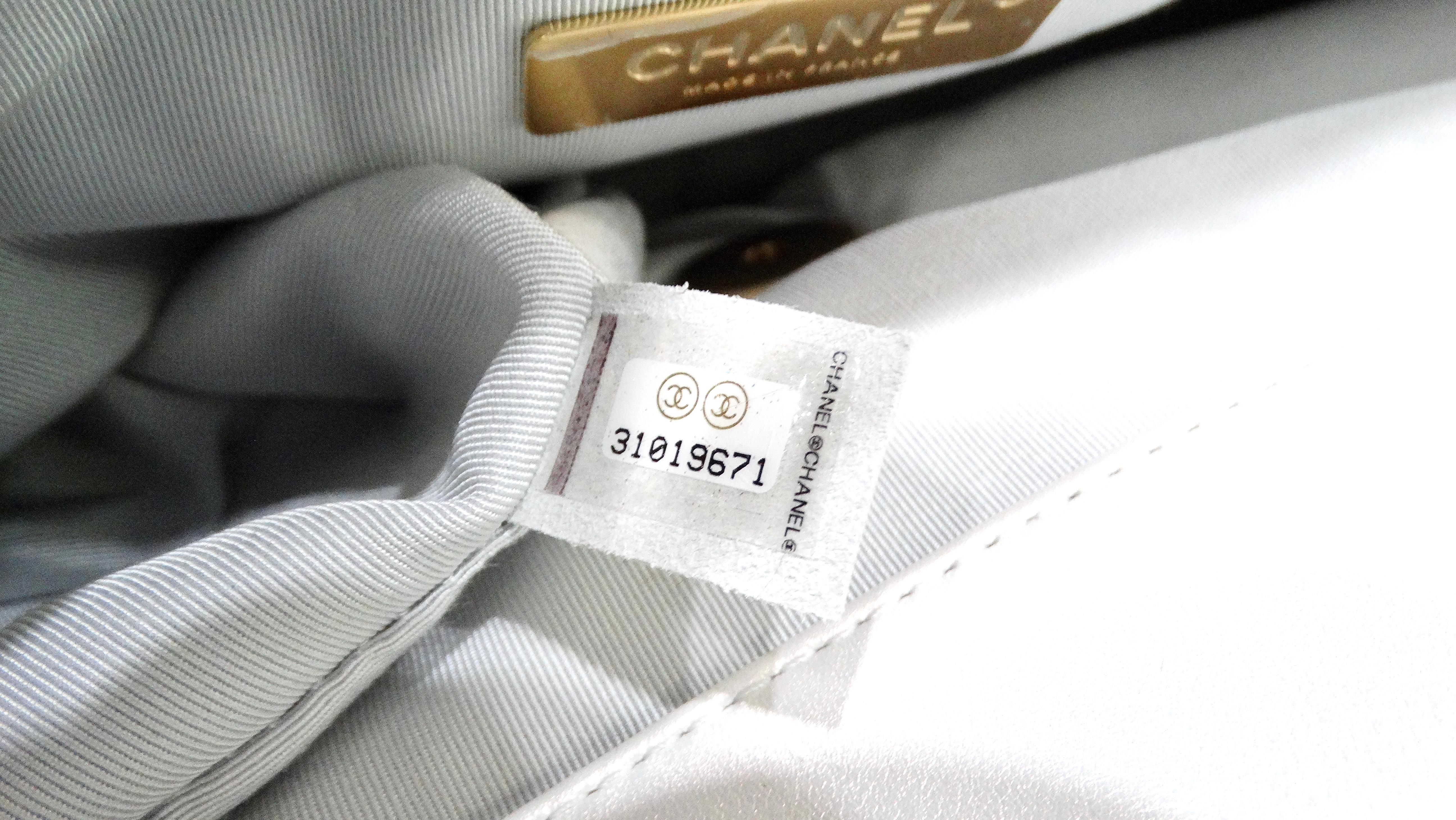 Chanel 19 Pearly White Iridescent Calfskin Flap Bag For Sale 9