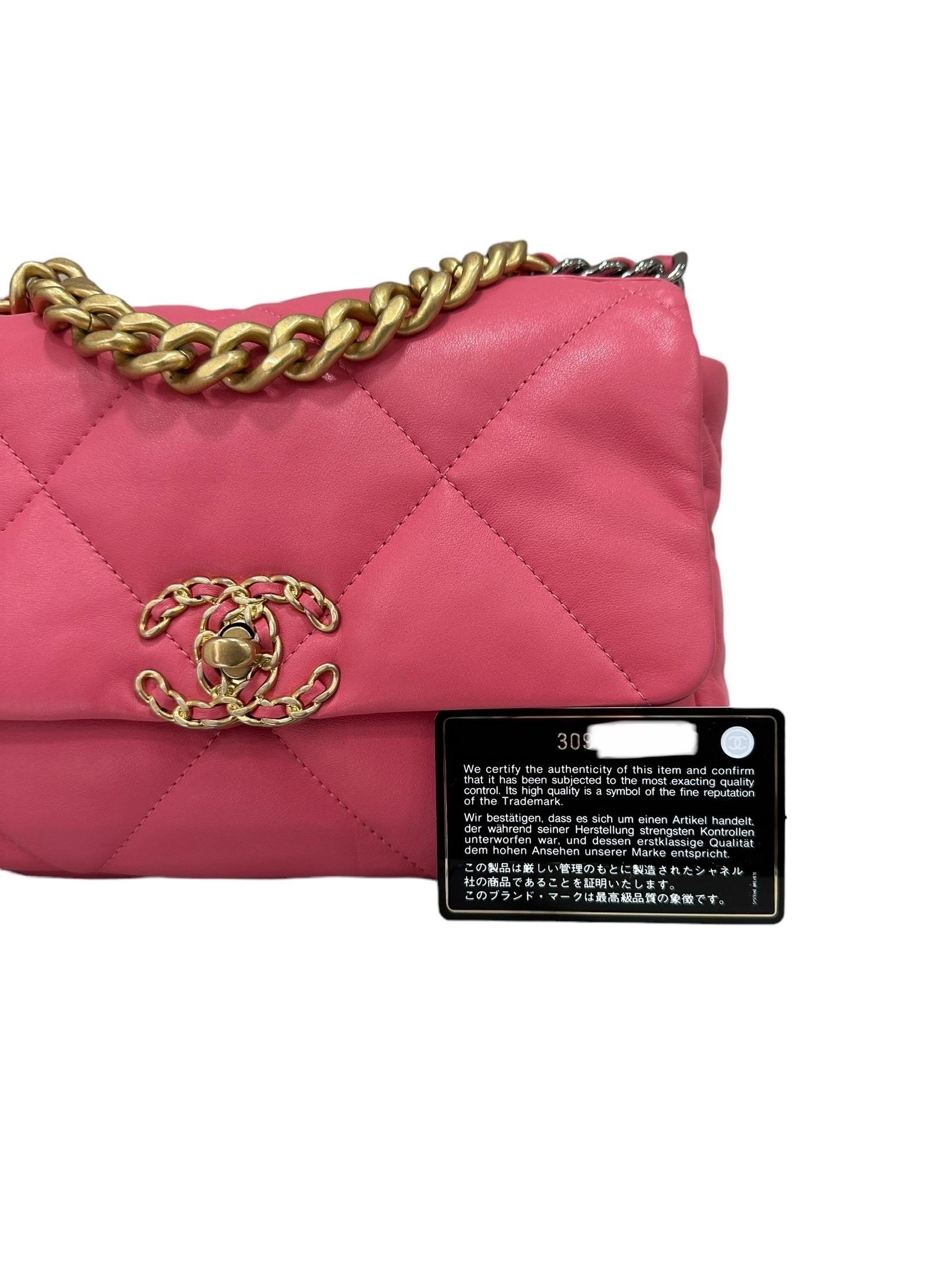 Chanel 19 Piccola Rosa Borsa a Tracolla 2020 en vente 14