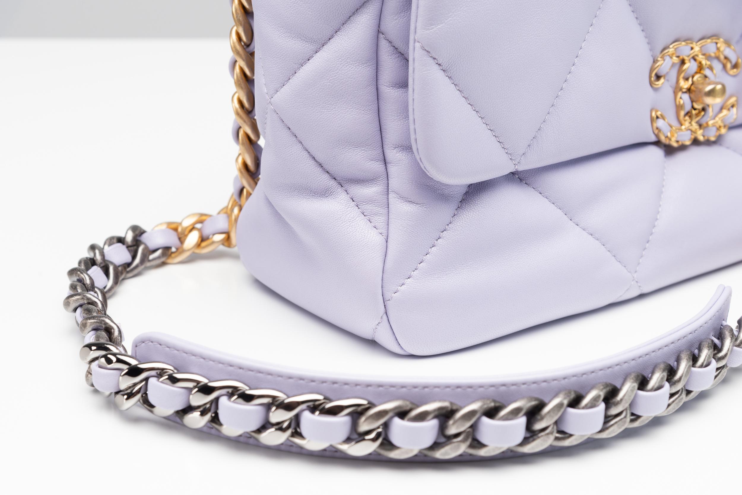 Chanel 19 Quilted Lambskin Lilac Large Flap Bag NEW 4