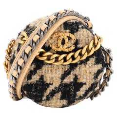 Chanel 19 Round Clutch with Chain and Coin Purse Quilted Tweed and Lambskin